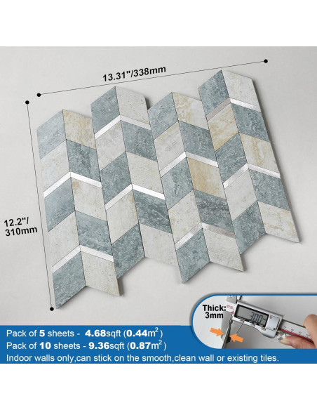 Azulejo Autoadhesivo 3D MOFIT para Salpicadero Cocina 5 Hojas