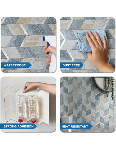 Azulejo Autoadhesivo 3D MOFIT para Salpicadero Cocina 5 Hojas