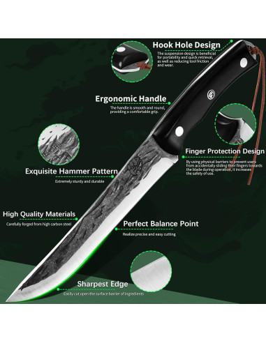 Set de Cuchillos de Cocina FULLHI 11 Piezas Acero Al Carbono