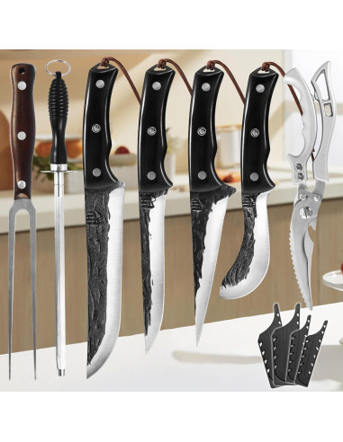 Set de Cuchillos de Cocina FULLHI 11 Piezas Acero Al Carbono