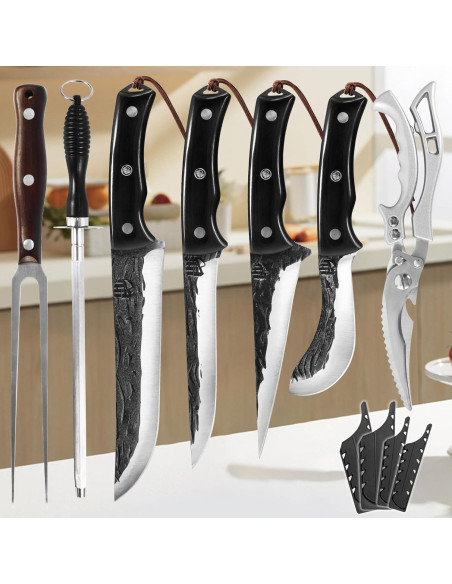 Set de Cuchillos de Cocina FULLHI 11 Piezas Acero Al Carbono