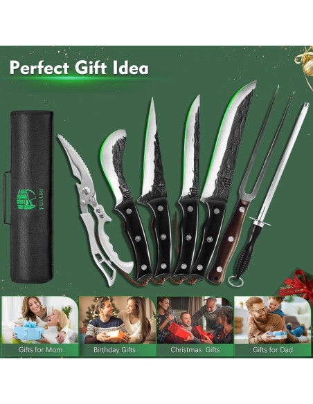 Set de Cuchillos de Cocina FULLHI 11 Piezas Acero Al Carbono