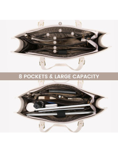 Bolsa Tote para Portátil LOVEVOOK 39.6 cm Beige Blanco 2 Piezas 2