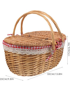 Cesta de Picnic de Mimbre Milisten 35x25x17cm con Tapa 2