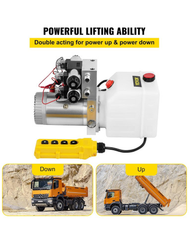 Bomba Hidráulica Doble Acción VEVOR 12V CC 4.5L 3200 PSI