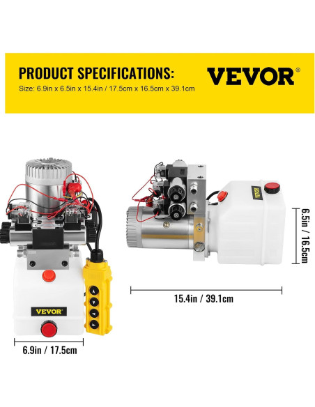 Bomba Hidráulica Doble Acción VEVOR 12V CC 4.5L 3200 PSI