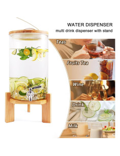 Dispensador de Bebidas de Vidrio OSXDOL 7.9L con Grifo 2