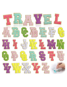 52 Piezas Parches de Letras Chenille R.SASR Autoadhesivos
