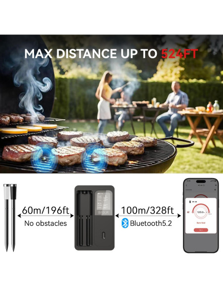 Termómetro de Carne Digital Inalámbrico BFOUR BF-40 PRO 2 Sondas