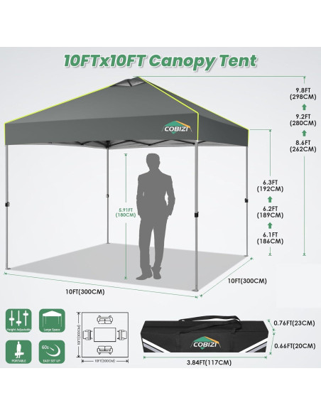 Carpa Plegable COBIZI 10x10m Impermeable con Ventilación
