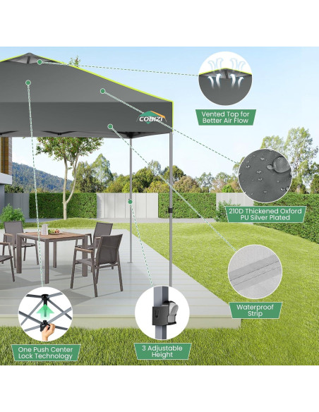 Carpa Plegable COBIZI 10x10m Impermeable con Ventilación