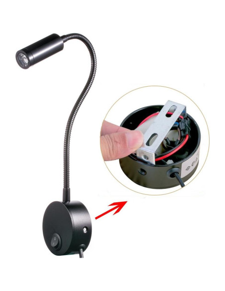 Luz de Lectura LED de Pared Wefond 3W Flexible Negra