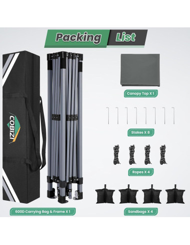 Carpa Plegable COBIZI 10x10m Impermeable con Ventilación