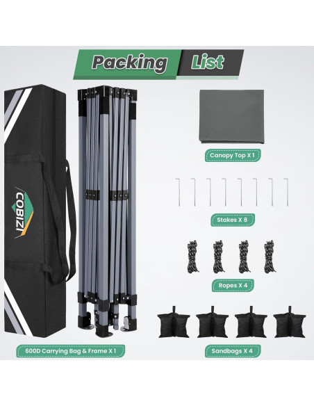 Carpa Plegable COBIZI 10x10m Impermeable con Ventilación