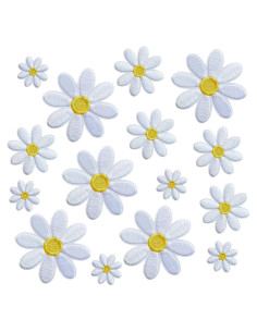 15 Piezas Parche Flor Margarita MISDONR para Planchar 3 Tamaños
