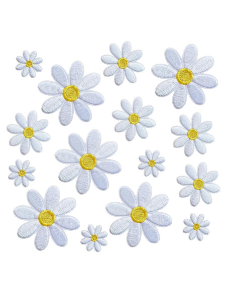 15 Piezas Parche Flor Margarita MISDONR para Planchar 3 Tamaños 15 Piezas Parche Flor Margarita MISDONR para Planchar 3 Tamaños