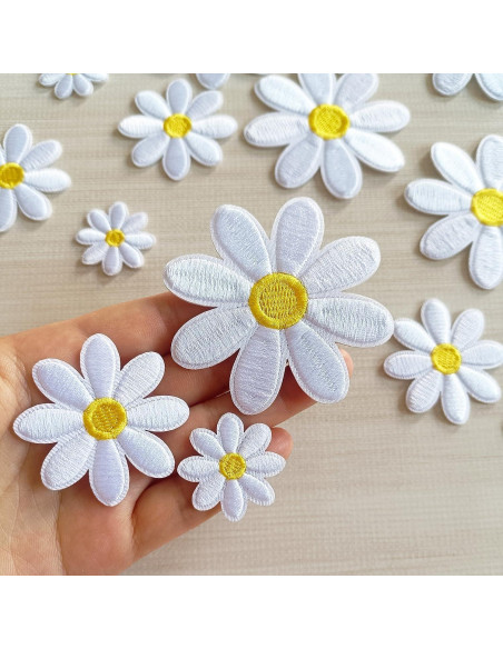 15 Piezas Parche Flor Margarita MISDONR para Planchar 3 Tamaños 15 Piezas Parche Flor Margarita MISDONR para Planchar 3 Tamaños