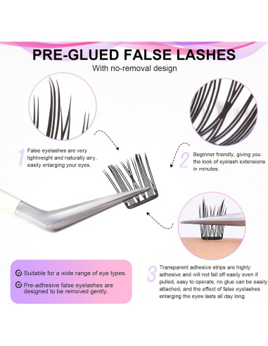 Kit de Pestañas Autoadhesivas FYB TS01 - 60 Pcs, Fácil Aplicación