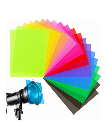 20 Filtros de Gel de Color Antfees 29.7 x 21 cm para Iluminación
