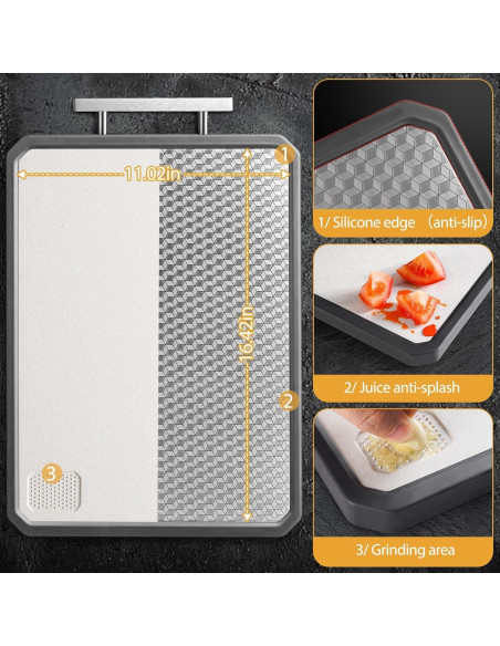 Tabla de Cortar Doble Cara TCHZA Acero Inoxidable 41.66x27.94cm Tabla de Cortar Doble Cara TCHZA Acero Inoxidable 41.66x27.94cm