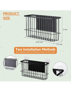 Set de 3 Organizadores Magnéticos Menkxi para Refrigerador Negro 2