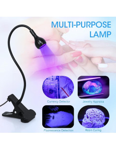 Lámpara UV 3W Bdjso Cuello de Ganso Negra para Uñas Gel 2