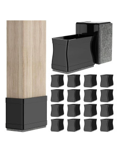 Protectores de patas de silla CHWM Rectangular 19x38mm 16PCS Negro