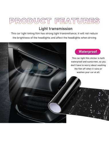 Película Vinílica para Faros de Automóvil Sylvil 30.48x121.92cm Negro