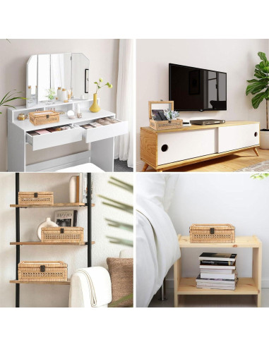 Caja de Exhibición de Ratán Hipiwe con Tapa Transparente 28x18x10cm