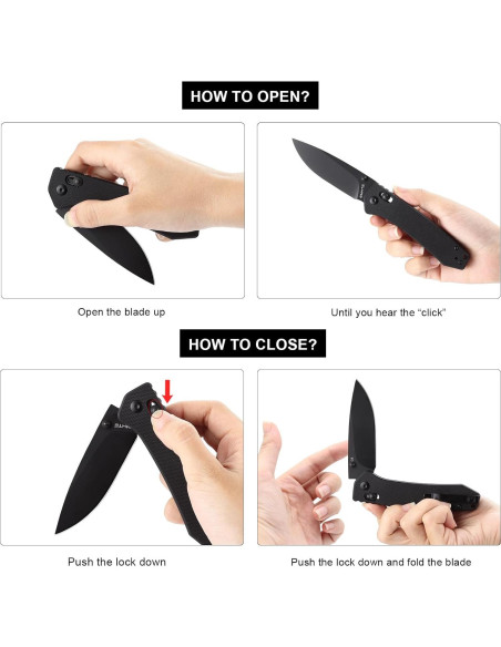 Cuchillo de bolsillo EMHTiii D2 plegable 7.99 cm negro
