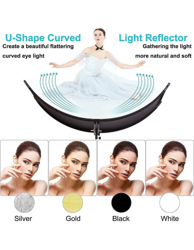Difusor Reflector de Luz Clamshell YUOCU 180x60cm con Soporte
