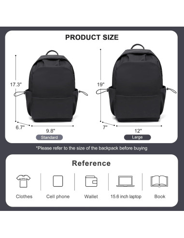 Mochila Escolar Grande Coofay Negra Impermeable 17L