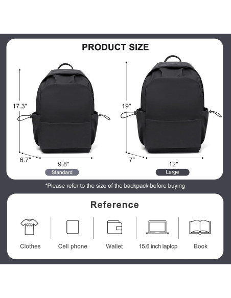 Mochila Escolar Grande Coofay Negra Impermeable 17L