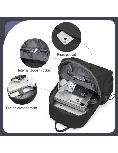 Mochila Escolar Grande Coofay Negra Impermeable 17L