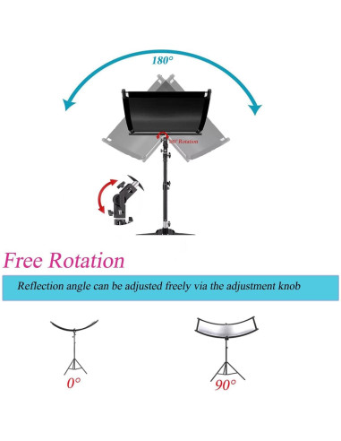Difusor Reflector de Luz Clamshell YUOCU 180x60cm con Soporte
