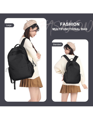 Mochila Escolar Grande Coofay Negra Impermeable 17L