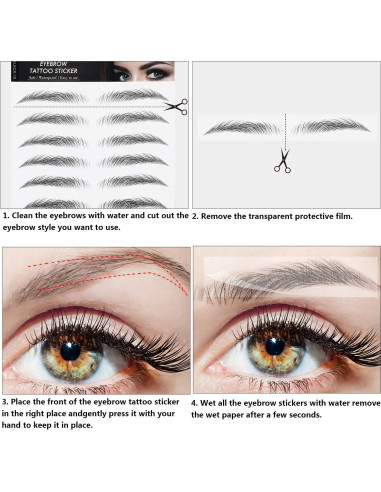 Stickers de Tatuajes de Cejas Blulu 9 Hojas 4D Impermeables