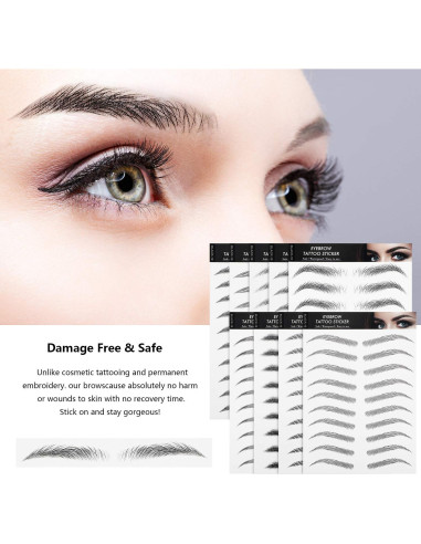 Stickers de Tatuajes de Cejas Blulu 9 Hojas 4D Impermeables