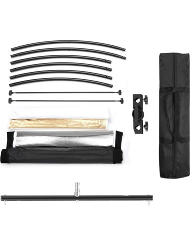 Difusor Reflector de Luz Clamshell YUOCU 180x60cm con Soporte