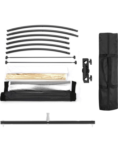 Difusor Reflector de Luz Clamshell YUOCU 180x60cm con Soporte