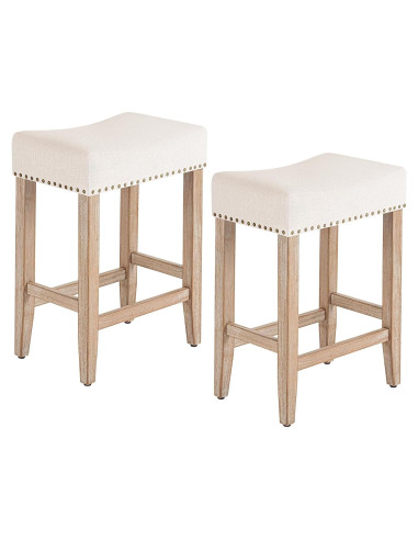 Conjunto de 2 Taburetes de Bar Furniliving Beige 65.1 cm