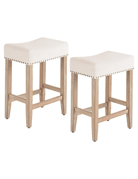 Conjunto de 2 Taburetes de Bar Furniliving Beige 65.1 cm