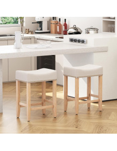 Conjunto de 2 Taburetes de Bar Furniliving Beige 65.1 cm 2