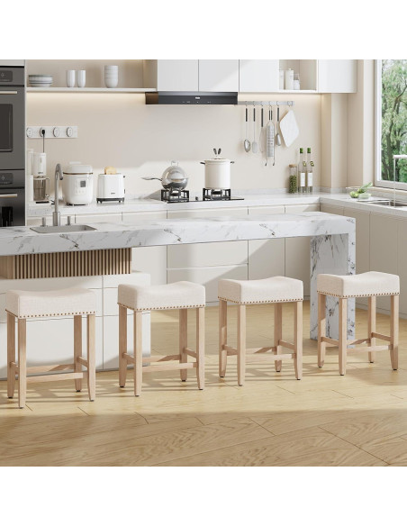 Conjunto de 2 Taburetes de Bar Furniliving Beige 65.1 cm