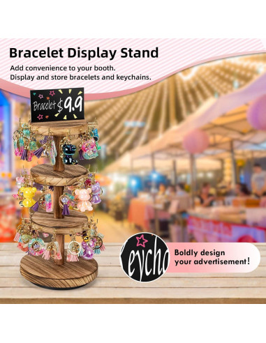 Soporte Giratorio para Pulseras Pinzoveco de Madera 3 Niveles