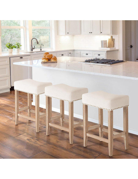 Conjunto de 2 Taburetes de Bar Furniliving Beige 65.1 cm