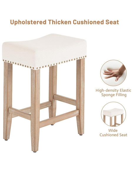 Conjunto de 2 Taburetes de Bar Furniliving Beige 65.1 cm