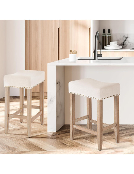 Conjunto de 2 Taburetes de Bar Furniliving Beige 65.1 cm