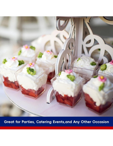 JOLLY CHEF 100 Copas de Postre Mini 60 ml Cuadradas con Tapas