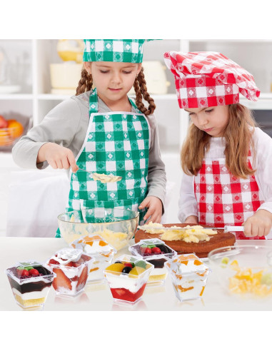 JOLLY CHEF 100 Copas de Postre Mini 60 ml Cuadradas con Tapas